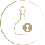 A gold pictogram of a decanter
