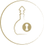 A gold pictogram of a decanter
