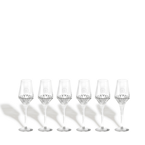 A packshot of six LOUIS XIII crystal glasses on a white background